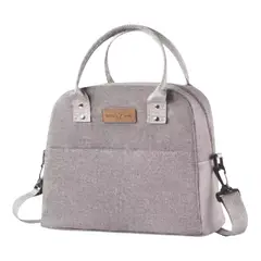 IKSA - Bolso Lonchera Térmica En Poliéster Con Correa Y Asas 20 X 18 Cm Color Gris