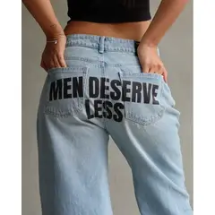 LUXUR JEANS - JEAN DESERVE LESS STRAIGHT RELAXED FIT AZUL CLARO
