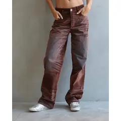 LUXUR JEANS - JEAN STRAIGHT FIT ZEBRA STYLED CAFÉ