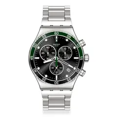 SWATCH - Relojes Unisex Dark Green Irony. Reloj Acero Inoxidable Plateado YVS506G