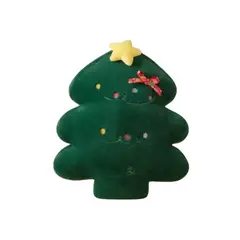 IKSA - Cojín Decorativo De Navidad En Peluche Suave Diseño Arbol De Navidad Color Verde Oscuro