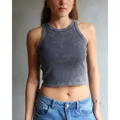 LUXUR JEANS - TANK TOP WASHED GRIS OSCURO