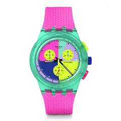 SWATCH - Relojes Unisex Neon Flash Arrow. Reloj Silicona Rosa SUSG408