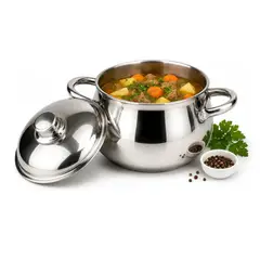 TECNOHOGAR JS - Olla Acero Quirurgico T304 Premium Perla 1.8 Litros Con Tapa