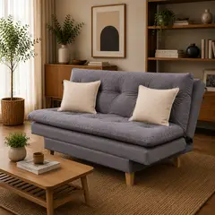 KAIU HOME - Sofa Cama Lynus 150X100 Anti Rasgunos Gris + Cojines