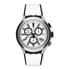 SWATCH - Relojes Unisex Black Wheel. Reloj Silicona Blanco YYS4005