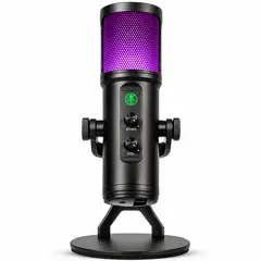 ONE PIXEL - Micrófono Profesional Condensador para Streaming RGB con Soporte de Mesa