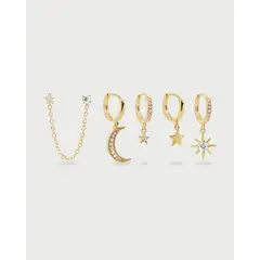 LUNAMAR - Set x3 de Aretes Solitarios Estrellas