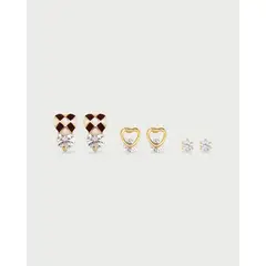 LUNAMAR - Set X3 Aretes Corazones Mosaico