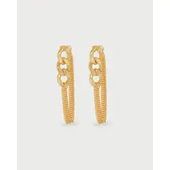 LUNAMAR - Aretes 3 Eslabones Oro