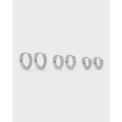LUNAMAR - Set X3 Candongas Pavé Plata