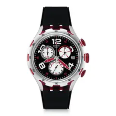 SWATCH - Relojes Unisex Red Wheel. Reloj Silicona Negro YYS4004