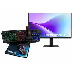 SAMSUNG - MONITOR ESSENTIAL S3 S32GF - 24” FHD IPS 120HZ - GAME MODE - EYE SAVER MODE - COMBO 4 EN 1