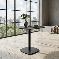 ENTRE NOS HOME - Mesa Sidney Cuadrada MDF Negra Con Base Metálica 60x60 cm