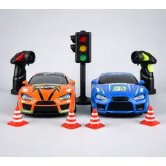 GENERICO - Set X2 Carros Control Remoto Con Semáforo y Conos