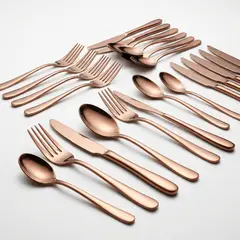 GENERAL - Kit De Cubiertos 24 Pzas Tono Oro Rosa Para 6 Personas