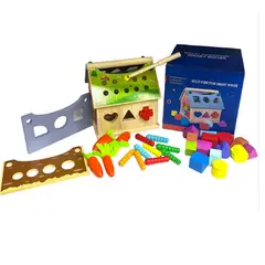 GENERICO - JUEGO PARA NIÑOS Y NIÑAS EN MADERA/ CASITA ENCAJABLE.