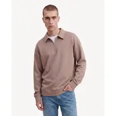 SEVEN SEVEN - Buzo Half Zipper Para Hombre Taupe