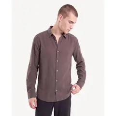SEVEN SEVEN - Camisa Rústica Regular Para Hombre Café