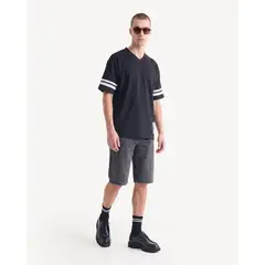 SEVEN SEVEN - Camiseta Cuello V Con Textura Para Hombre Negro