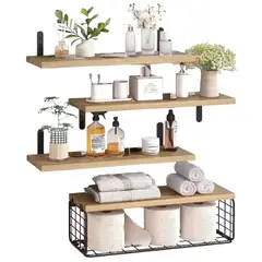 GENERICO - Estante Colgante Para Almacenamiento Estilo Clásico Flotante En Madera Color Beige
