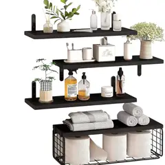 GENERICO - Estante Colgante Para Almacenamiento Estilo Clásico Flotante En Madera Color Negro