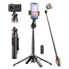 GENERICO - Palo Selfie Trípode Celular Con Luz Control Remoto Base de 4 Patas