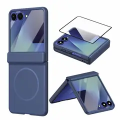 GENERICO - Case Bisagra Y Screen Protector Compatible Samsung Z Flip 8 Azul
