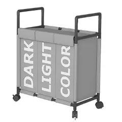 GENERICO - Estante Organizador Rectangular Para Ropa Sucia Con 2 Separadores Color Gris