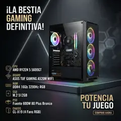 GENERICO - Equipo AMD RYZEN 5 5600GT – Board ASUS TUF GAMING A520M WIFI – Fuente 600W 80 Plus Bronce – DDR4 16G