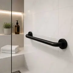 PAMO - Barra de Seguridad para Baño en Acero Inoxidable Negro Mate de 40 cm