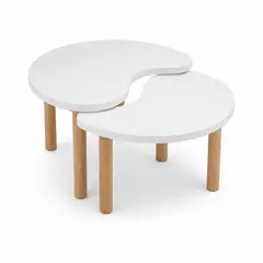 GENERICO - Juego de Mesas Auxiliares Yin Yang Minimalistas Blanco y blanaco 60 cm