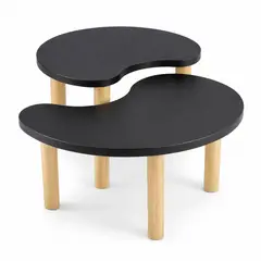 GENERICO - Juego de Mesas Auxiliares Yin Yang Minimalistas Negro 60 cm