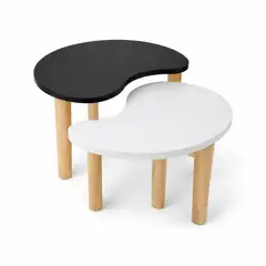 GENERICO - Juego de Mesas Auxiliares Yin Yang Minimalistas Blanco y Negro 40 cm
