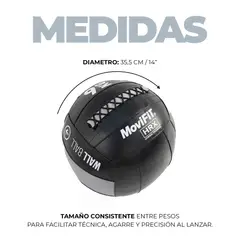 MOVIFIT - Balón Wall Ball de Competición Pelota de Pared para Entrenamiento Fitness y Cross Training HRX 12kg