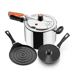 IMUSA - Combo Olla A Presion 4.5 Litros + Cacerola + Sartén para Arepas