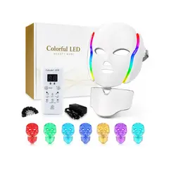 TECNOHOGAR JS - Máscara Led Facial Hyiear 7 Colores Rejuvenecimiento 192 Led
