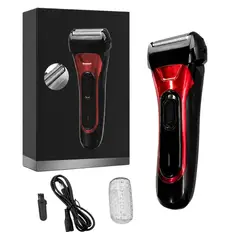 GENERICO - Afeitadora Recargable USB Para Hombre Con Cuchillas Dobles, Patillera Retráctil y Cepillo