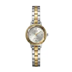 Q&Q - Reloj Bicolor Piedras Pequeño En Acero Inoxidable Original + Caja