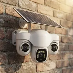 GENERICO - Cámara Solar WiFi 3 lentes Controlables Con Seguimiento Móvil Automático + Panel Solar