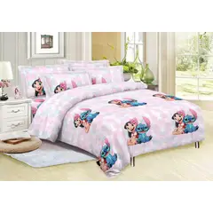 SIRENITAS - Juego de sabanas cama Sencilla Semi Doble Queen King Lilo y Stitch Rosa