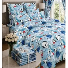 SIRENITAS - Juego de sabanas cama Sencilla Semi Doble Queen King Snopy Azul