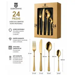SCHAFFHAUSEN - Juego de Cubiertos 24 Piezas Acero Inoxidable Cubertería para 6 Puestos Acabado Dorado