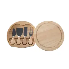 TRIPLE CLEAN - Set Redondo 4 Cortadores De Queso Mango Madera Color Negro