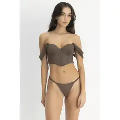 BRUNA - Crop top de corte moderno Aisa Espresso