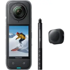 INSTA360 - X4 Paquete Get Set (Camara + Palo + Tapa lente) - Cámara de acción impermeable 360 de 8K