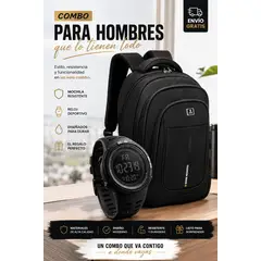 PBAGS - Kit Mochila Oxford Multibolsillos Y Reloj Deportivo Digital