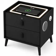 ONE PIXEL - Mesa De Noche Inteligente Multifuncional Con Bafle Carga Rápida Y Huella