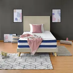 HOGAR VENECIA - Set de Dormitorio Verona con Cabecero Liso y Base Cama Semidoble.
