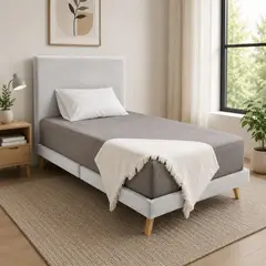 HOGAR VENECIA - Set de Dormitorio Verona con Cabecero Liso y Base Cama Semidoble Tapizados en Tela